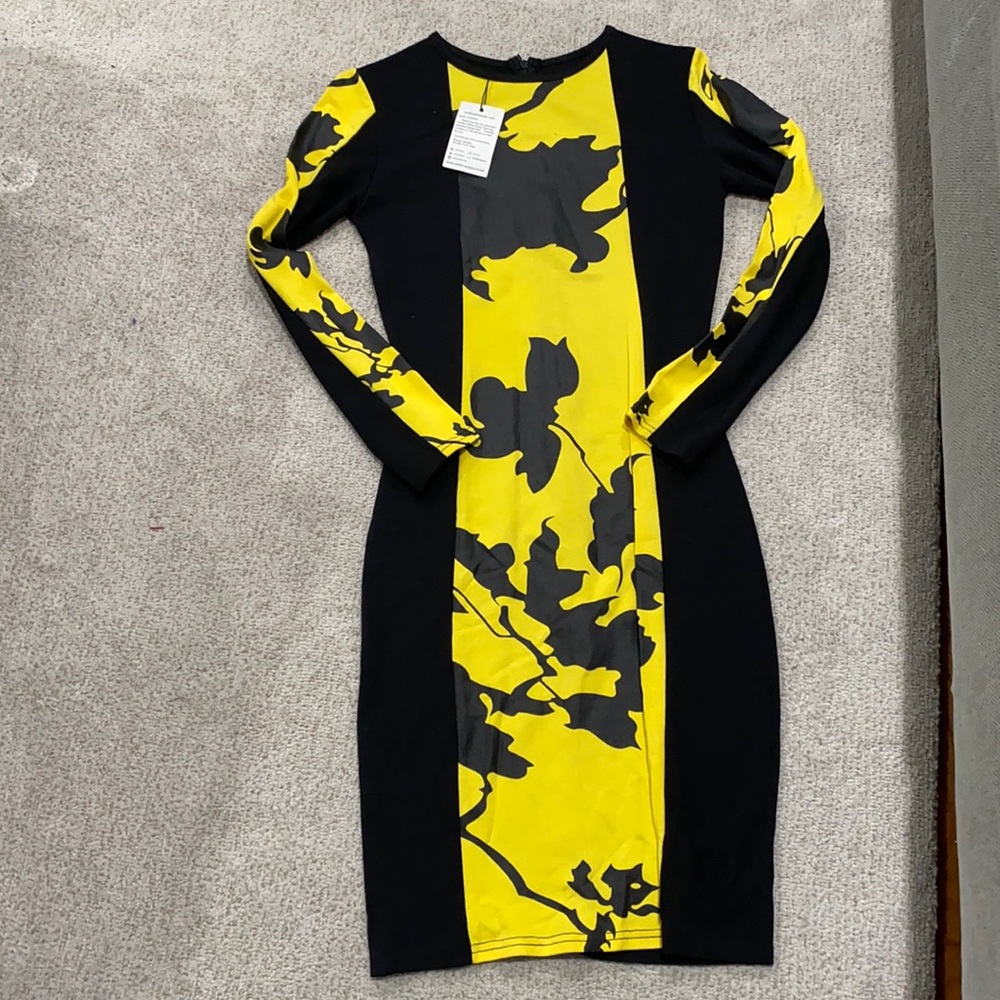 Yellow and black mini dress